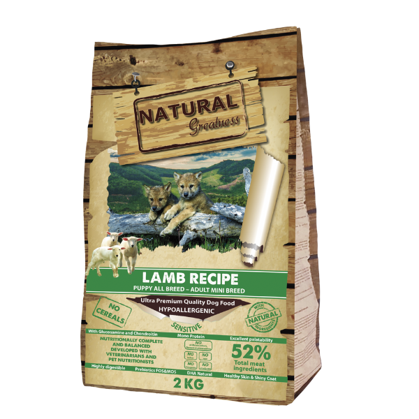 Natural Greatness Cordero. Razas Pequeñas y Cachorro. Pienso natural para perros.