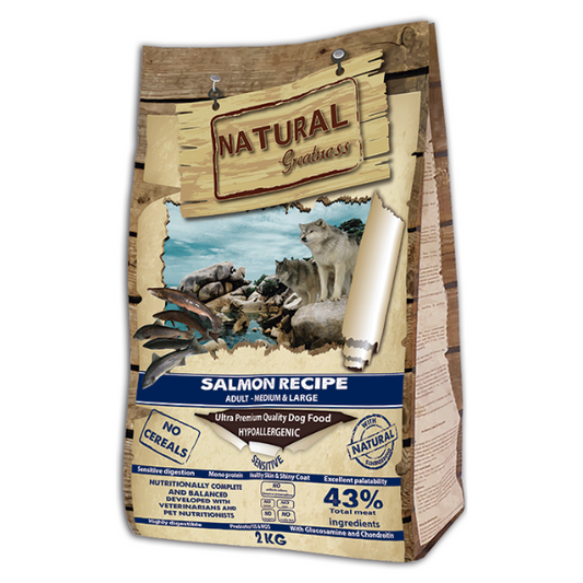 Natural Greatness Salmon.  Pienso natural para perros.