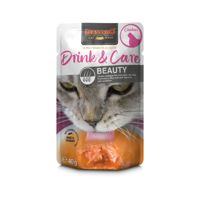 Leonardo Drink Beauty con Pollo. Caldos para gatos.