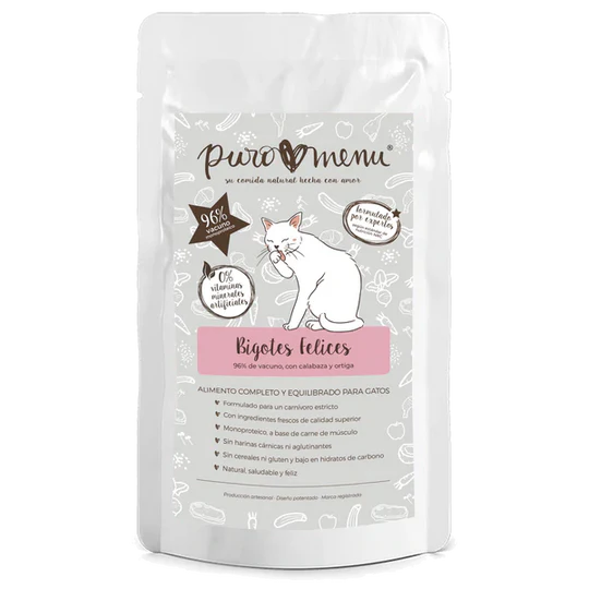 Puro Menu Bigotes Felices,Sobre de Ternera, Comida para Gatos