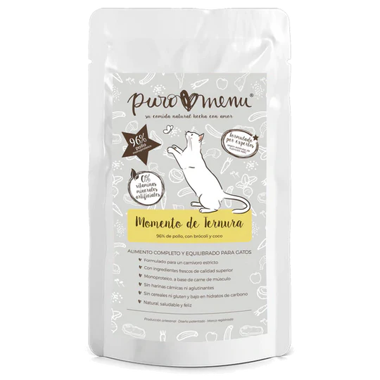Puro Menu Momento de Ternura ,Sobre de Pollo, Comida para Gatos