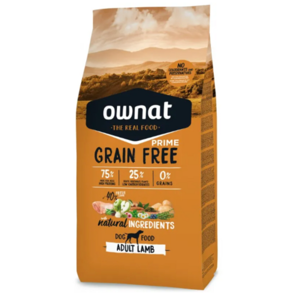 Pienso Ownat Prime Grain Free Adult Lamb, Pienso para Perros, Comida para Perros