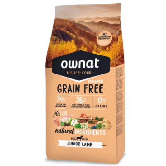 Pienso Ownat Prime Grain Free Junior Lamb, Pienso para Perros, Comida para Perros