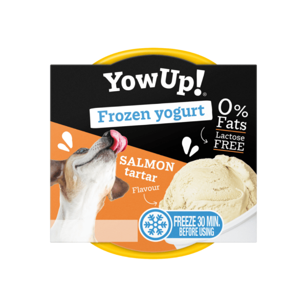 YOW_UP Yogur Helado Natural de Salmón para perros: una comida natural deliciosa y saludable para tu mascota. Ideal para perros gourmet.