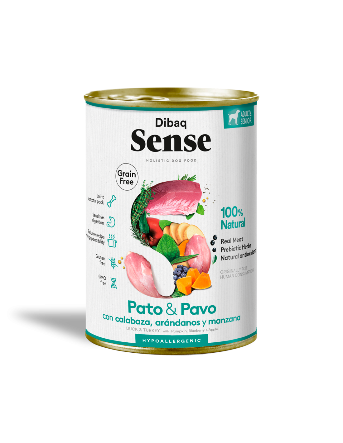 Dibaq Sense Pato y Pavo. Alimento húmedo natural para Perros