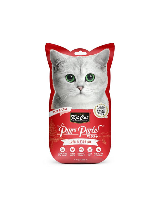 Kit Cat PurrPureePLUS - Atun Skin & Coat Snacks Gato