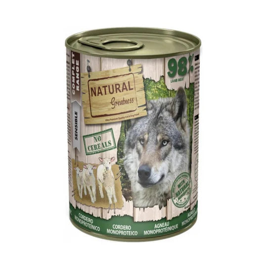 Natural Greatness - Lata Monoproteica Cordero para perros.