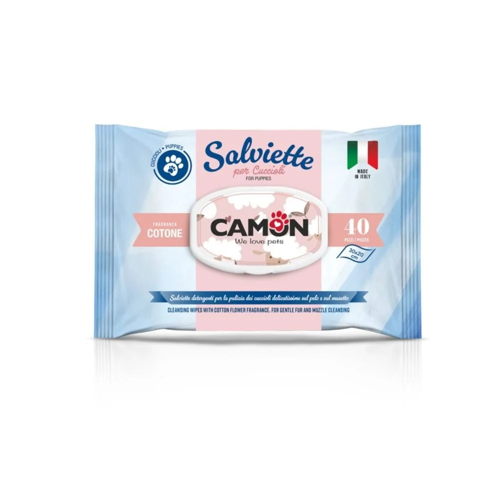 Toallitas Húmedas Camon Flor de Algodón.- Toallitas para Cachorros para Perros y Gatos.