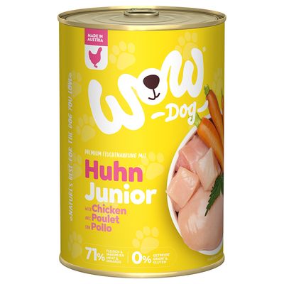 Lata WOW Cachorros – Pollo con zanahoria. Comida para perros