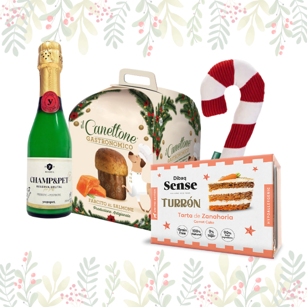 Cesta clásica navideña. Premios para perros navideños.