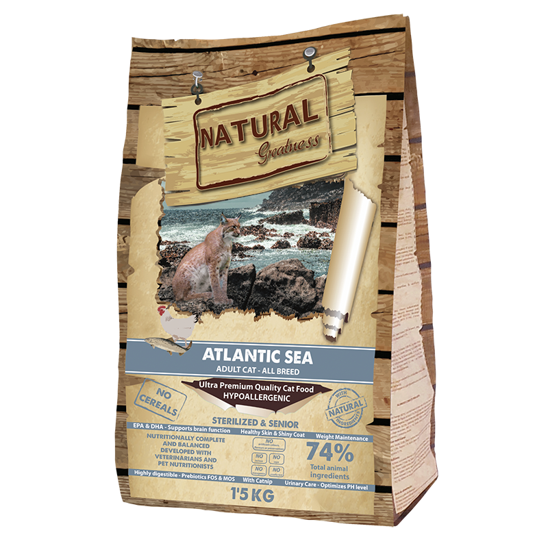 Natural Greatness Atlantic Sea Gatos Senior y Esterilizados, Pienso natural para Gatos