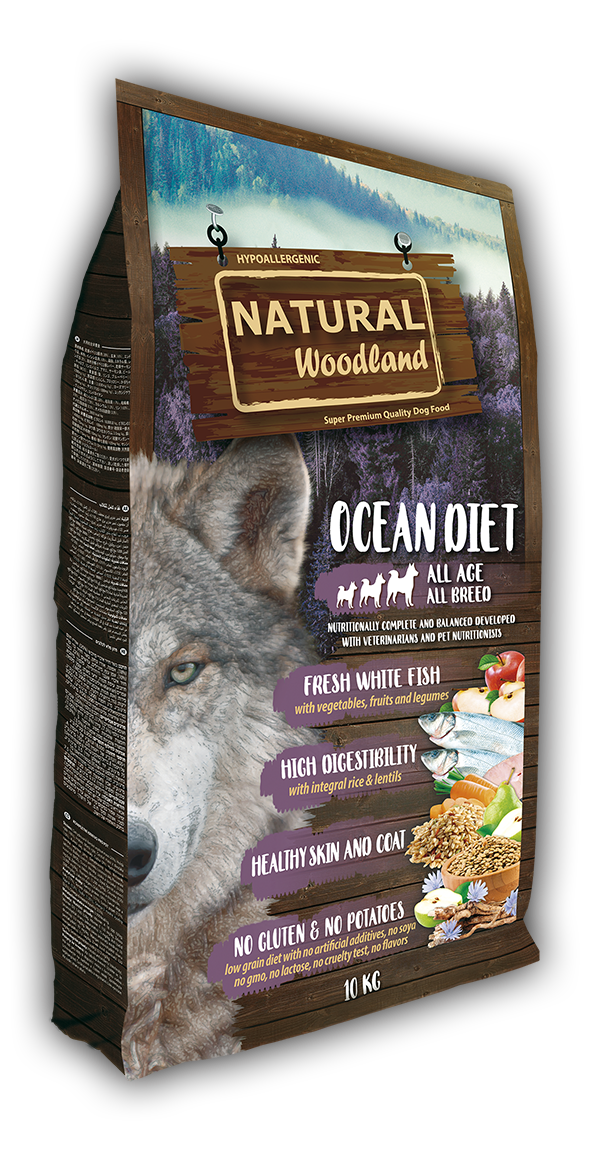 Natural Woodland Ocean Pescado Blanco. Pienso natural para perros.