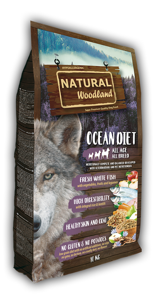 Natural Woodland Ocean Pescado Blanco. Pienso natural para perros.