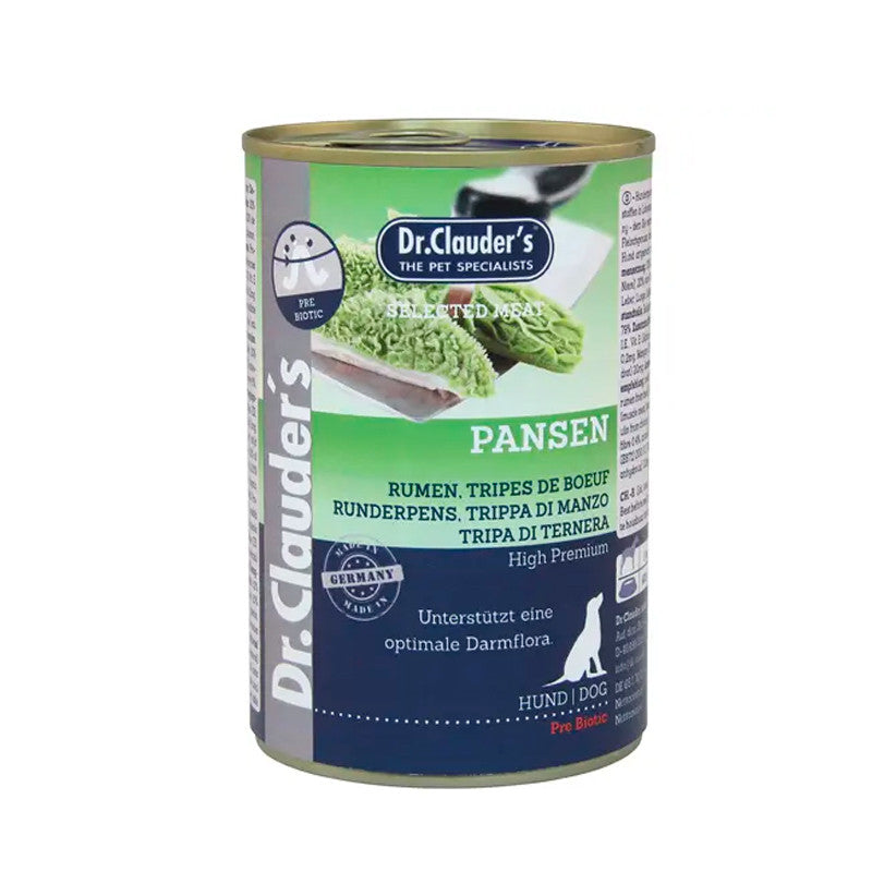 Lata DR.Clauder's con Prebioticos de Rumen de ternera. Comida para perros